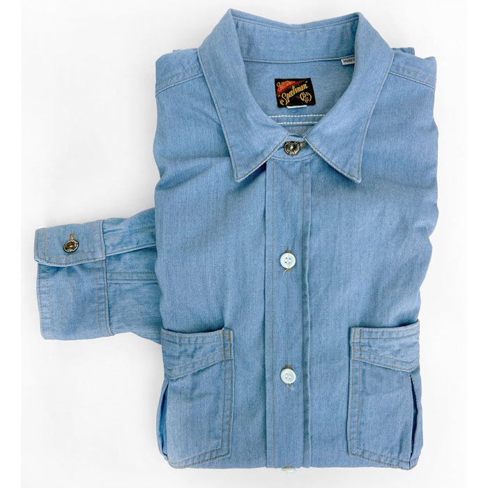 MFSC"MADE IN USA"NOS 7.25OZ LIGHT INDIGO SPORTMAN SHIRTS