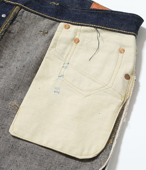 Lot No. SC49001 / SUGAR CANE Super Denim Collectibles #01 14oz. BLUE DENIM WAIST OVERALLS S1945 MODEL