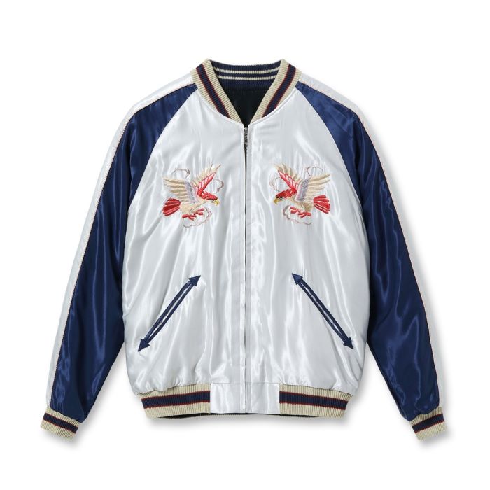 Lot No. TT15542-190 / Early 1950s Style Acetate Souvenir Jacket ��RED EAGLE�� �� ��TIGER HEAD��