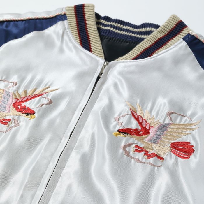 Lot No. TT15542-190 / Early 1950s Style Acetate Souvenir Jacket ��RED EAGLE�� �� ��TIGER HEAD��