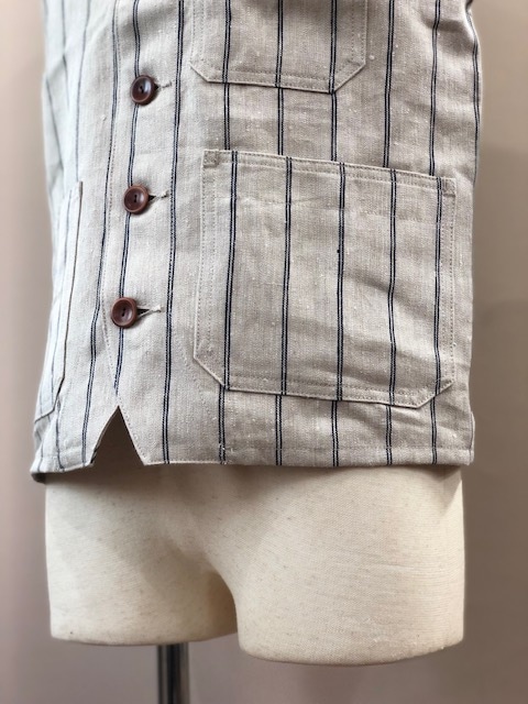 CLASSICAL LINEN STRIPE WORK VEST LOT1643