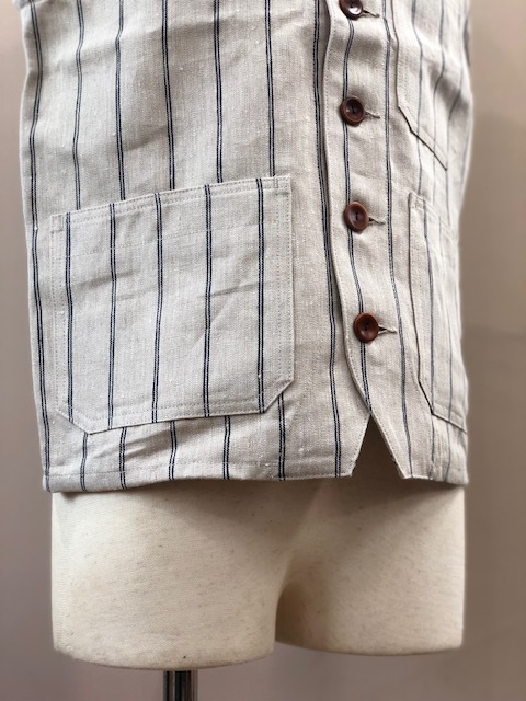 CLASSICAL LINEN STRIPE WORK VEST LOT1643