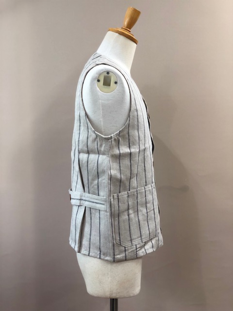 CLASSICAL LINEN STRIPE WORK VEST LOT1643