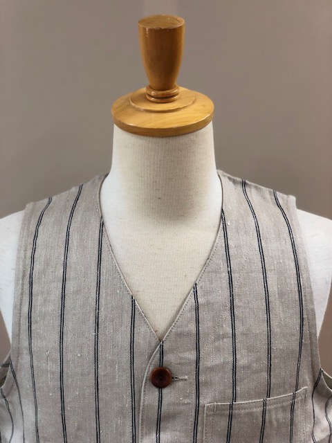 CLASSICAL LINEN STRIPE WORK VEST LOT1643