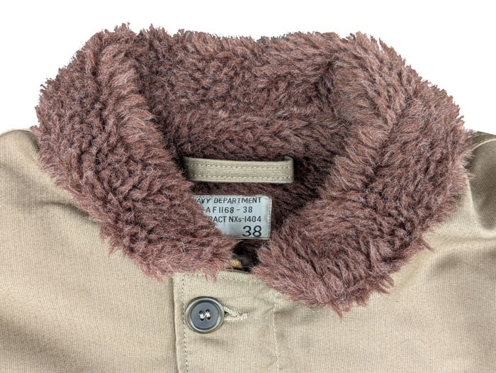 Lot 2181 NAF1168 N-1 WINTER JACKET KHAKI (NXs-1404) USS ROCK AGSS-274 WWII Submarine
