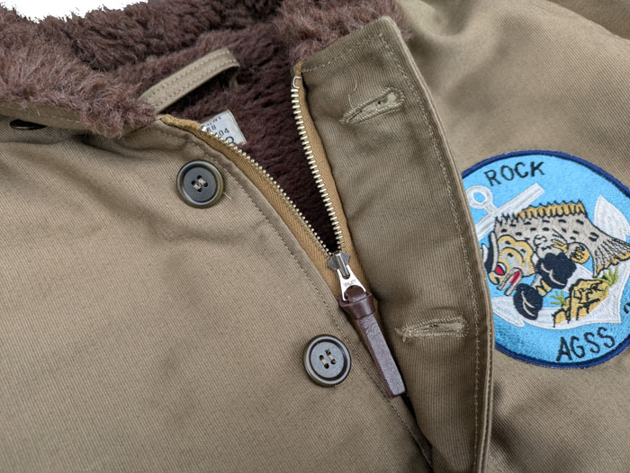 Lot 2181 NAF1168 N-1 WINTER JACKET KHAKI (NXs-1404) USS ROCK AGSS-274 WWII Submarine