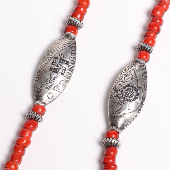 DEADSTOCK ANTIQUE WHITE HEARTS W MORGANBEADS NECKLACE
