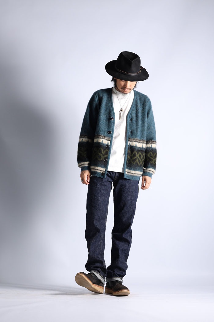 VINTAGE MOHAIR ARGYLE BORDER CARDIGAN