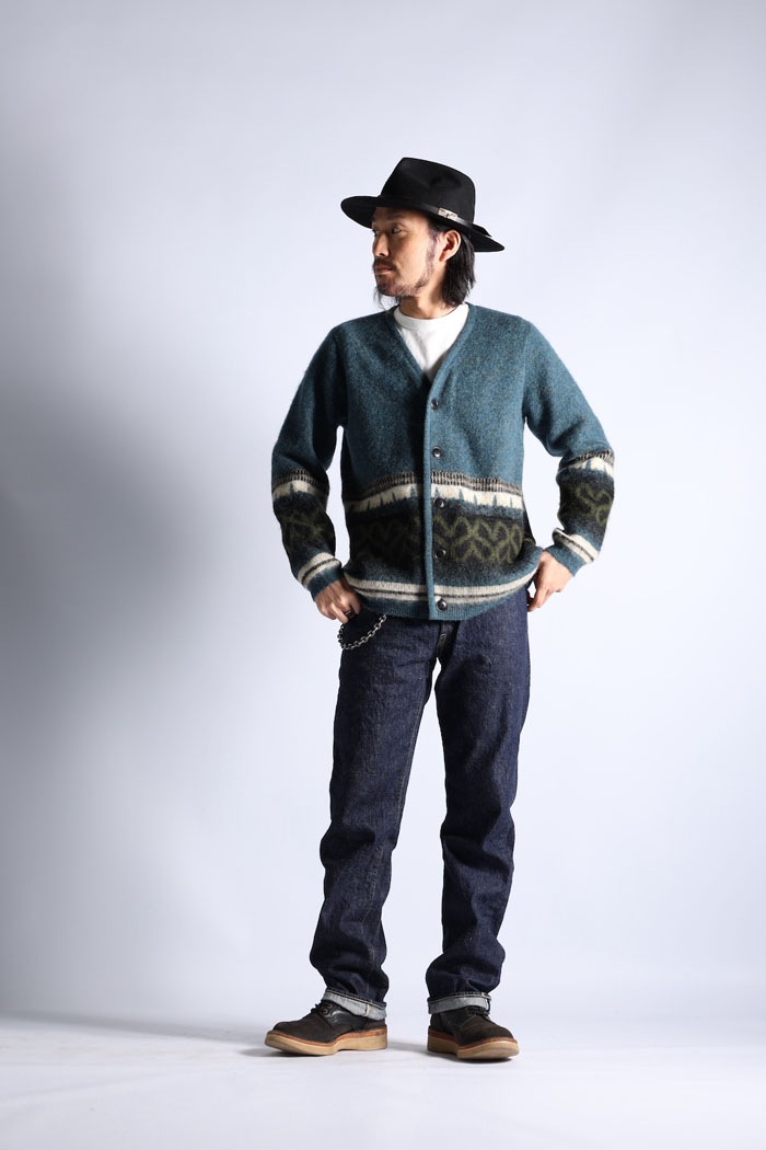 VINTAGE MOHAIR ARGYLE BORDER CARDIGAN