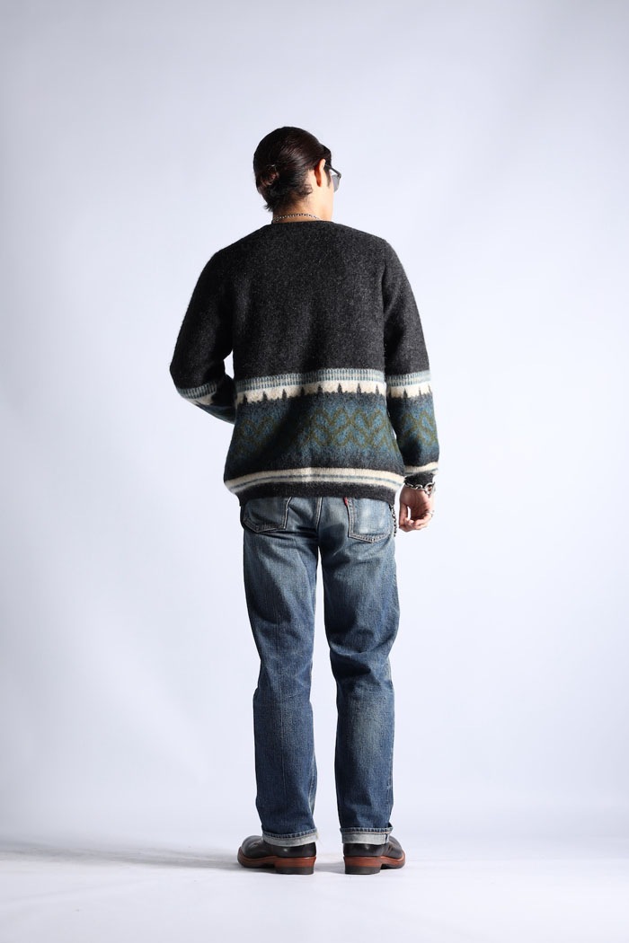 VINTAGE MOHAIR ARGYLE BORDER CARDIGAN