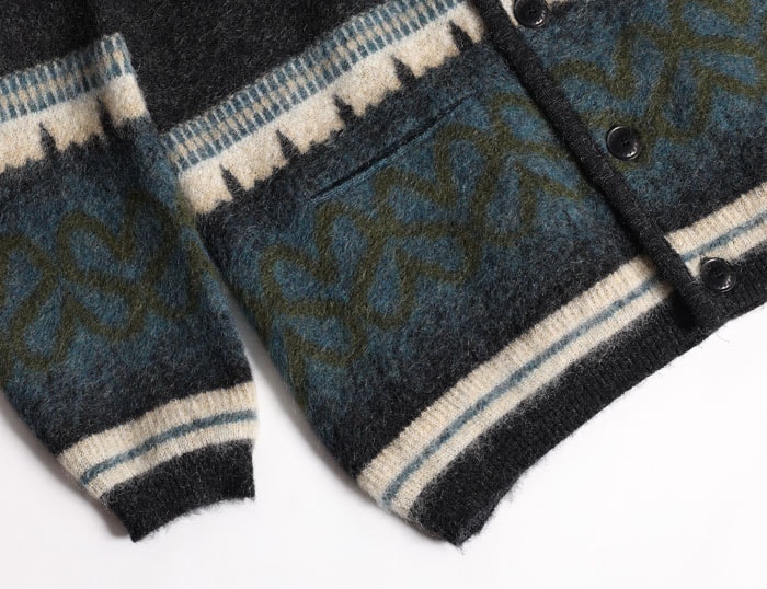 VINTAGE MOHAIR ARGYLE BORDER CARDIGAN