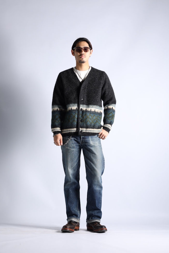 VINTAGE MOHAIR ARGYLE BORDER CARDIGAN