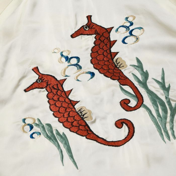 Lot No. TT16010-170 / Late 1950s Style Velveteen �� Acetate Souvenir Jacket ��KOSHO & CO.�� Special Edition ��GUAM ISLANDS�� �� ��SEAHORSE��