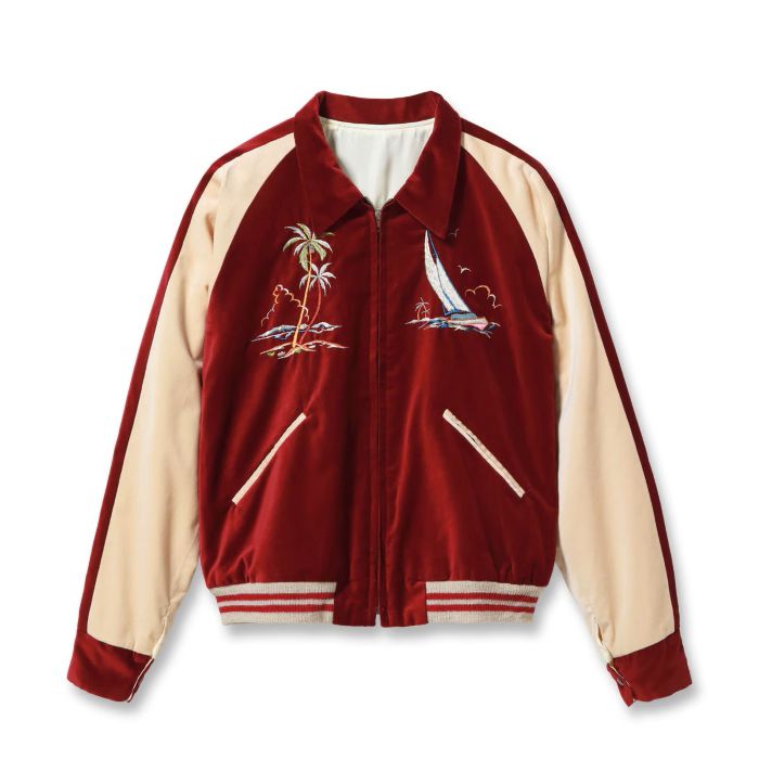 Lot No. TT16010-170 / Late 1950s Style Velveteen �� Acetate Souvenir Jacket ��KOSHO & CO.�� Special Edition ��GUAM ISLANDS�� �� ��SEAHORSE��