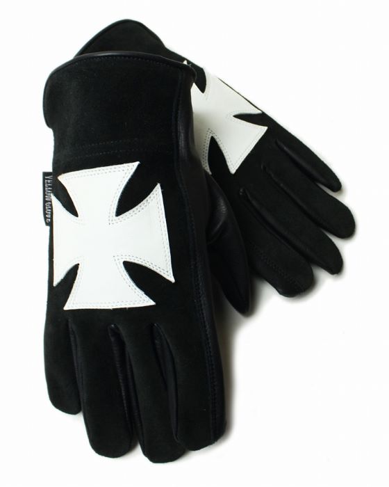 JOINT LEATHER GLOVES BK/WH