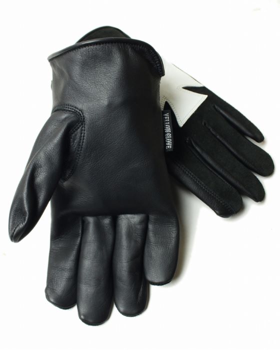 JOINT LEATHER GLOVES BK/WH