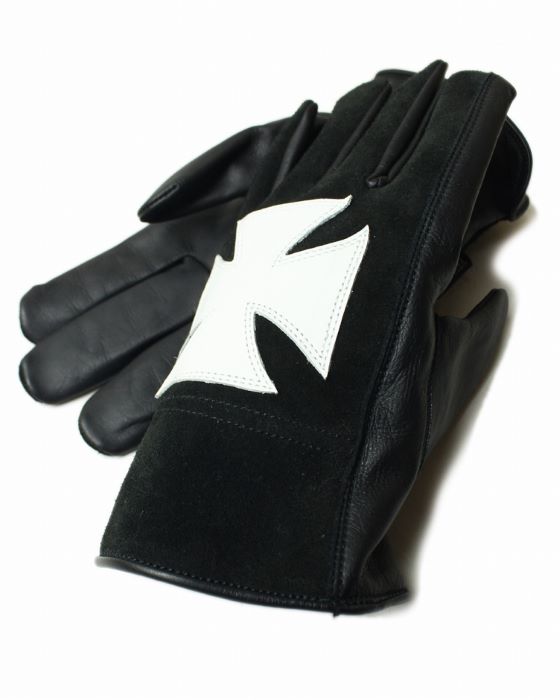 JOINT LEATHER GLOVES BK/WH