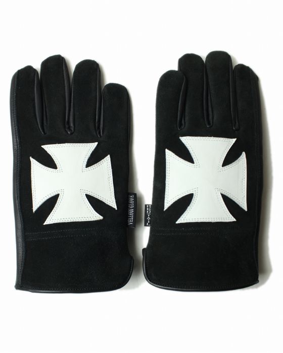 JOINT LEATHER GLOVES BK/WH