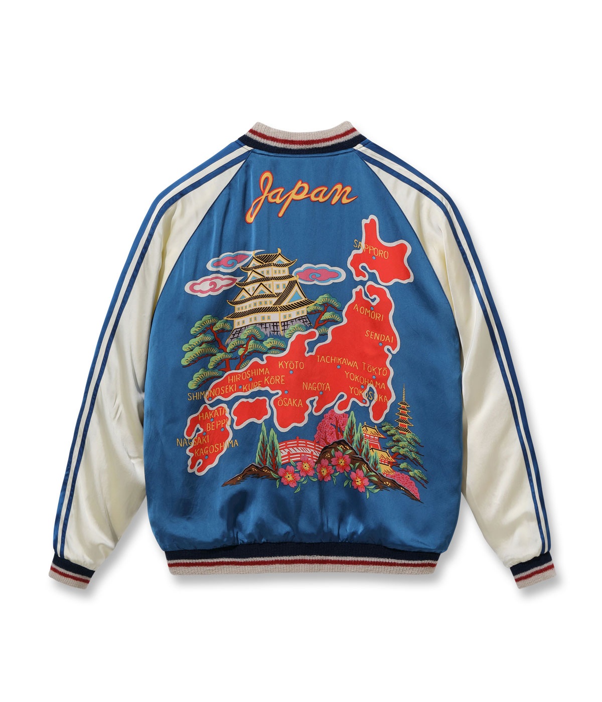 Lot No. TT15531-119 / Early 1950s Style Acetate Souvenir Jacket KOSHO & CO. Special Edition DUELLING DRAGONS  JAPAN MAP (HAND PRINT)