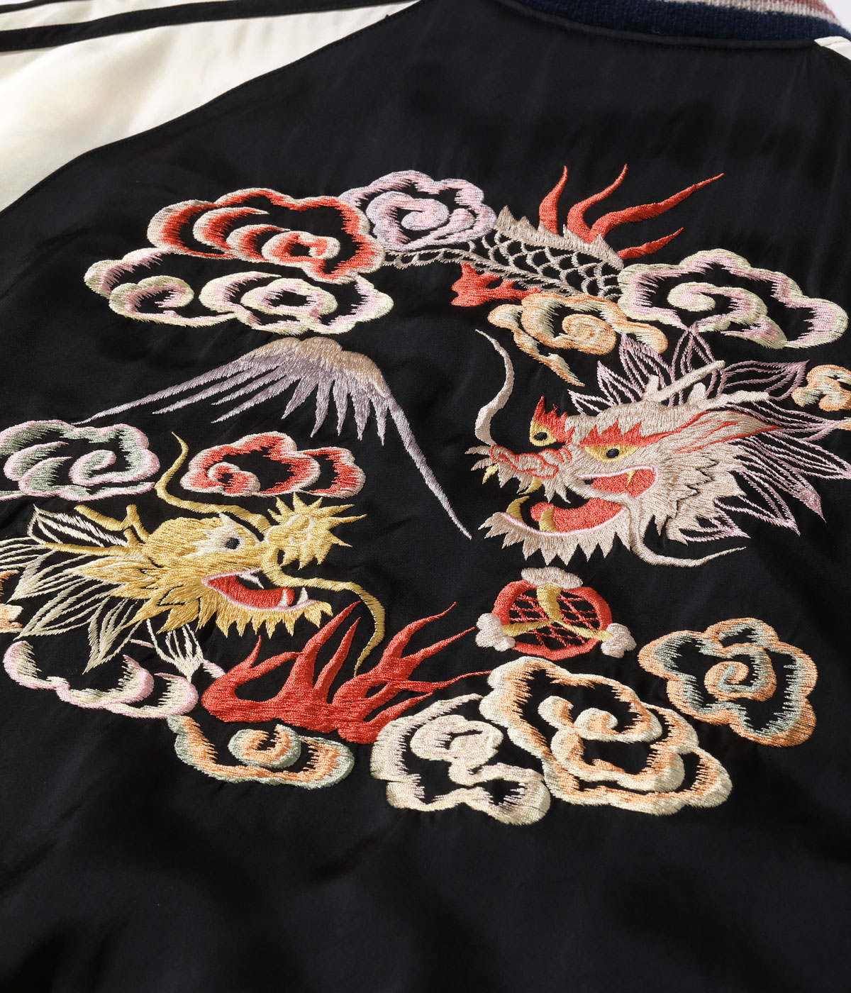 Lot No. TT15531-119 / Early 1950s Style Acetate Souvenir Jacket KOSHO & CO. Special Edition DUELLING DRAGONS  JAPAN MAP (HAND PRINT)