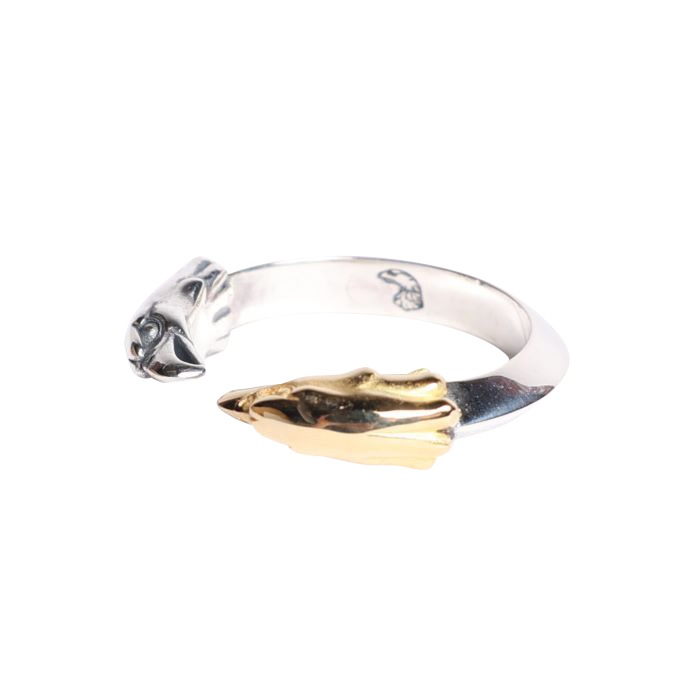 EFRG-0027 DOUBLE EAGLE HEAD RING(18K GOLD ACCENT)