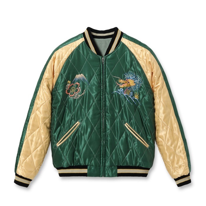 TT15544-141 / Mid 1950s Style Velveteen Souvenir Jacket BLACK EAGLE  JAPAN MAP 