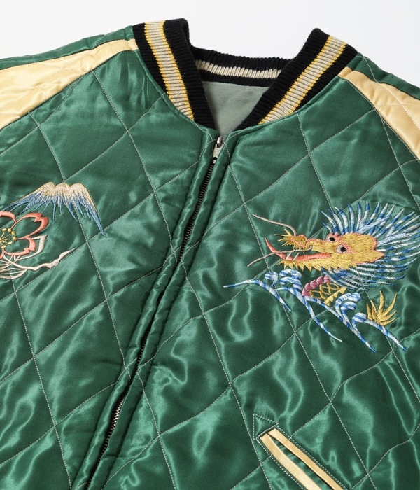 TT15544-141 / Mid 1950s Style Velveteen Souvenir Jacket BLACK EAGLE  JAPAN MAP 