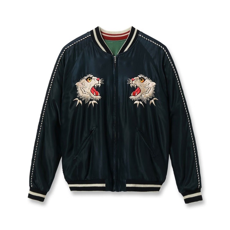Lot No. TT15878-119 / Mid 1950s Style Acetate Souvenir Jacket ��TIGER HEAD�� �� ��CHEVY LOVER�� (AGING MODEL) 