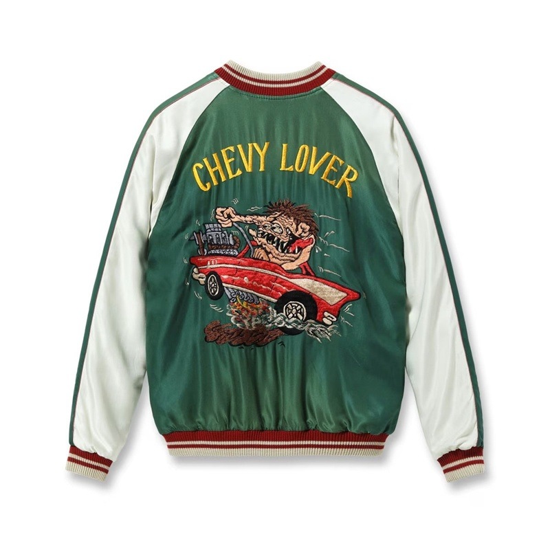 Lot No. TT15878-119 / Mid 1950s Style Acetate Souvenir Jacket ��TIGER HEAD�� �� ��CHEVY LOVER�� (AGING MODEL) 