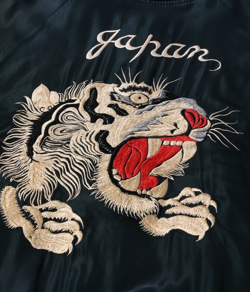 Lot No. TT15878-119 / Mid 1950s Style Acetate Souvenir Jacket ��TIGER HEAD�� �� ��CHEVY LOVER�� (AGING MODEL) 