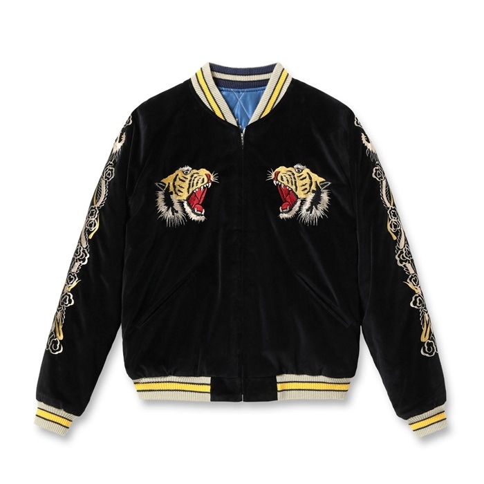 TT15544-119 / Mid 1950s Style Velveteen Souvenir Jacket ROARING TIGER  WHITE EAGLE