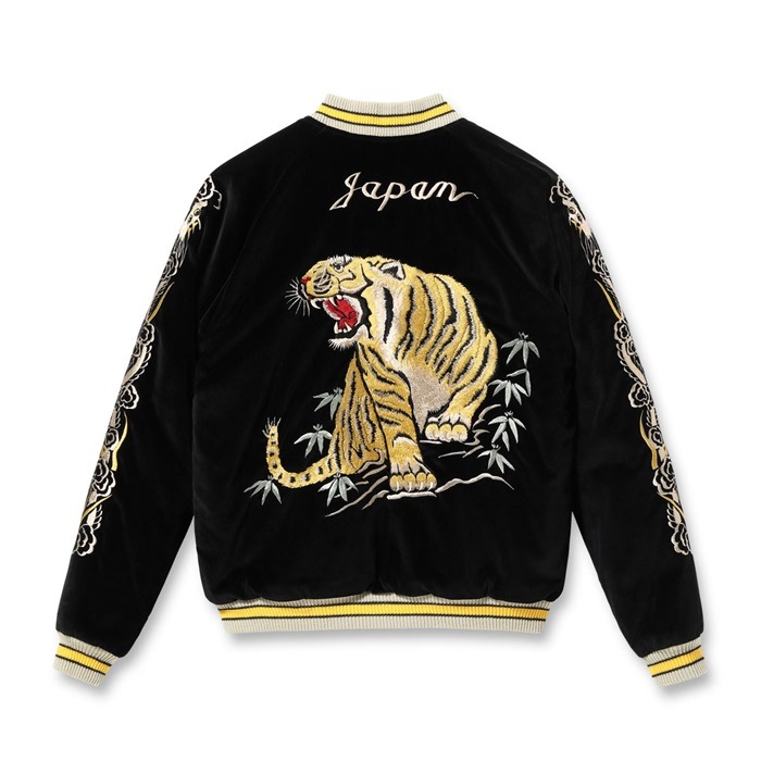 TT15544-119 / Mid 1950s Style Velveteen Souvenir Jacket ROARING TIGER  WHITE EAGLE