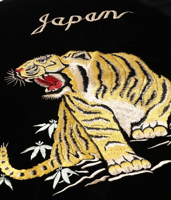 TT15544-119 / Mid 1950s Style Velveteen Souvenir Jacket ROARING TIGER  WHITE EAGLE