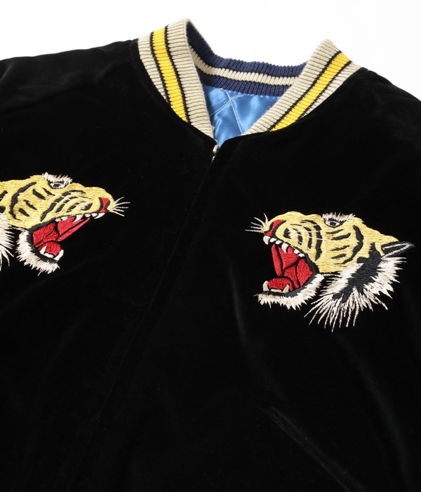 TT15544-119 / Mid 1950s Style Velveteen Souvenir Jacket ROARING TIGER  WHITE EAGLE