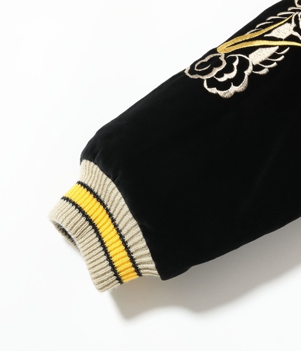 TT15544-119 / Mid 1950s Style Velveteen Souvenir Jacket ROARING TIGER  WHITE EAGLE