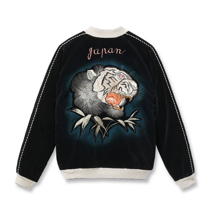 Lot No. TT15809-119 / Mid 1950s Style Velveteen �� Acetate Quilted Souvenir Jacket ��Stencil Paint�� TOYO ENTERPRISE 60th Anniversary Special Edition ��TIGER HEAD�� �� ��EAGLE��