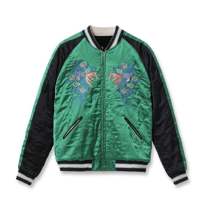 Lot No. TT15809-119 / Mid 1950s Style Velveteen �� Acetate Quilted Souvenir Jacket ��Stencil Paint�� TOYO ENTERPRISE 60th Anniversary Special Edition ��TIGER HEAD�� �� ��EAGLE��