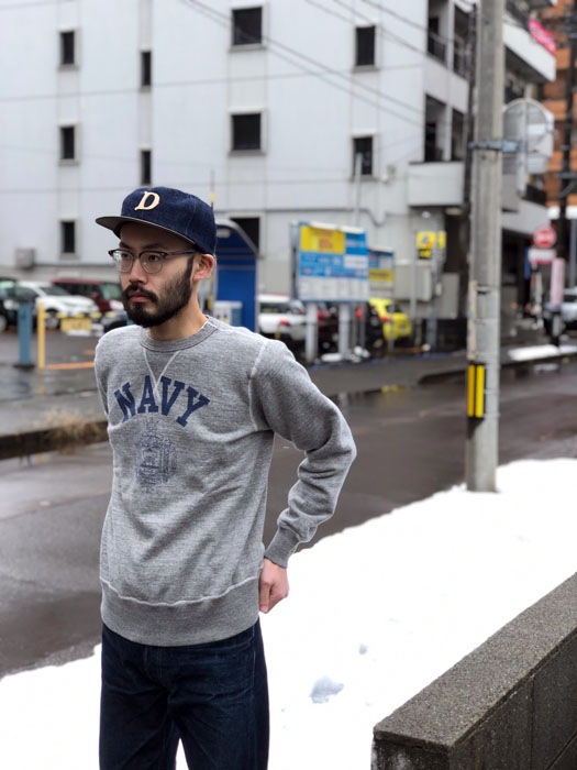 SET-IN CREW SWEAT-NAVY