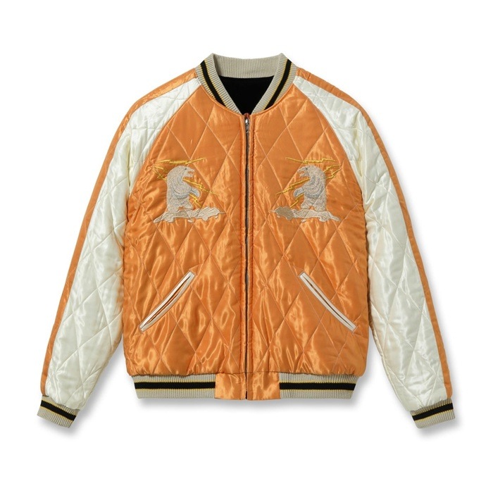 Lot No. TT15792-119 / Late 1950s Style Velveteen Souvenir Jacket POLAR BEAR  ALASKA MAP