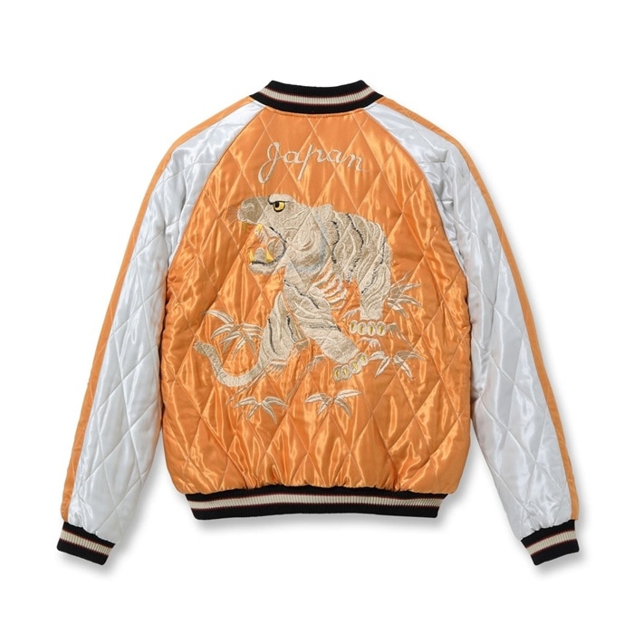 Lot No.TT15791-159 / Early 1950s Style Acetate Quilted Souvenir Jacket ��WHITE TIGER�� �� ��LANDSCAPE��