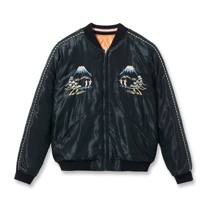 Lot No.TT15791-159 / Early 1950s Style Acetate Quilted Souvenir Jacket ��WHITE TIGER�� �� ��LANDSCAPE��