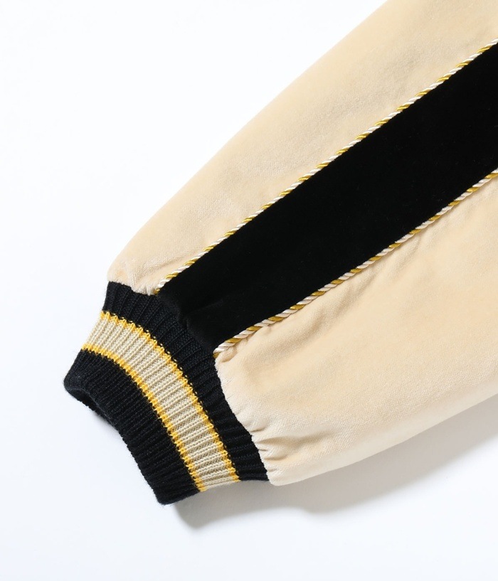 Lot No. TT15795-119 / Mid 1950s Style Velveteen (Two-tone) �� Acetate Souvenir Jacket ��TIGER HEAD�� �� ��GOLD DRAGON��