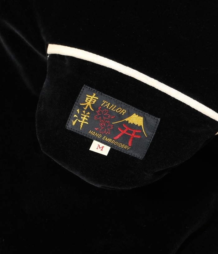 Lot No. TT15795-119 / Mid 1950s Style Velveteen (Two-tone) �� Acetate Souvenir Jacket ��TIGER HEAD�� �� ��GOLD DRAGON��