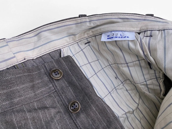 MFSC"MADE IN USA"NOS BROWN STRIPE HBT CONTINENTAL TROUSERS