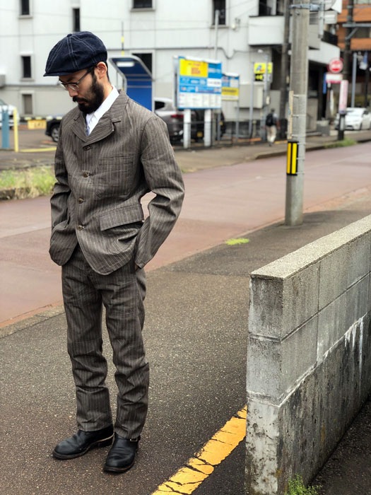 MFSC"MADE IN USA"NOS BROWN STRIPE HBT CONTINENTAL SPORTCOAT