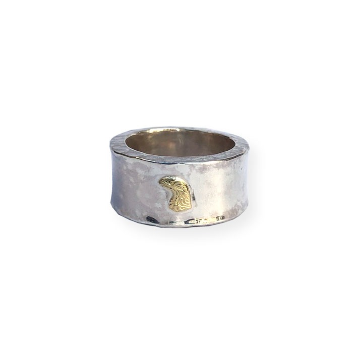 EFRG-0024 EAGLE HEAD RING(18K GOLD ACCENT)