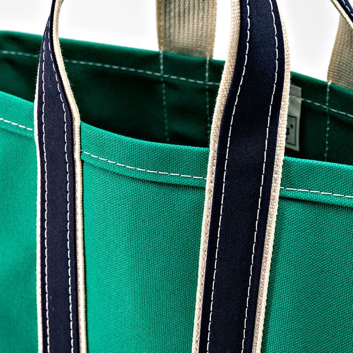 Deluxe Tote Bag/ Green Body x Navy Handle