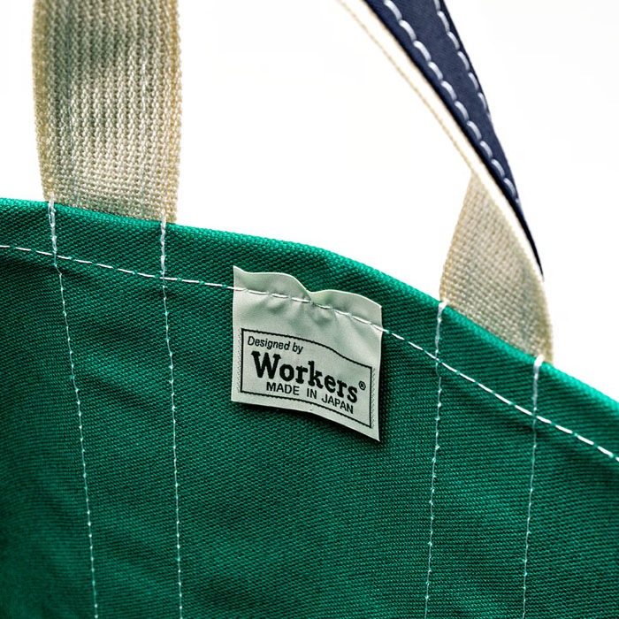 Deluxe Tote Bag/ Green Body x Navy Handle