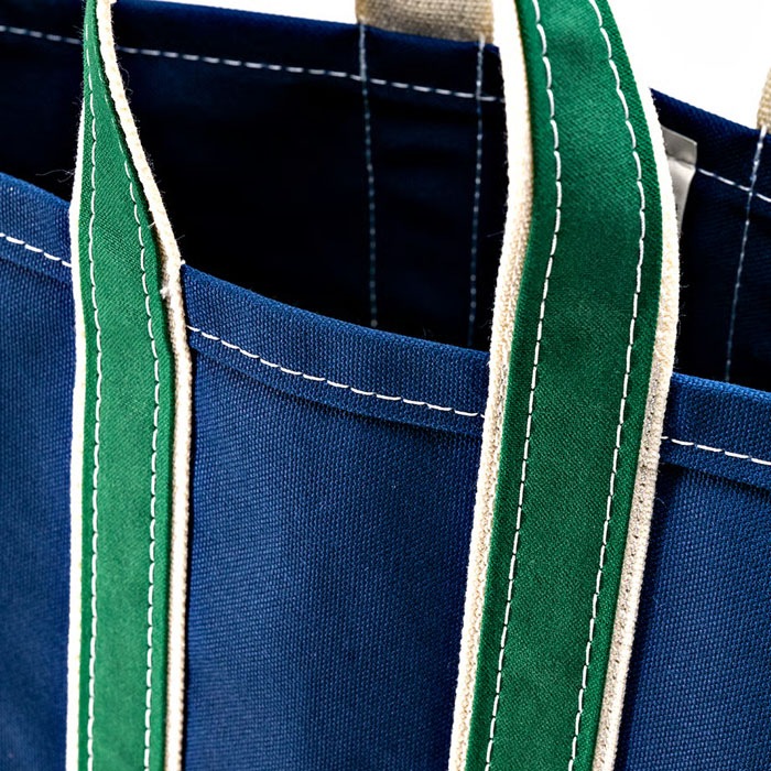 Deluxe Tote Bag/ Navy Body x Green Handle