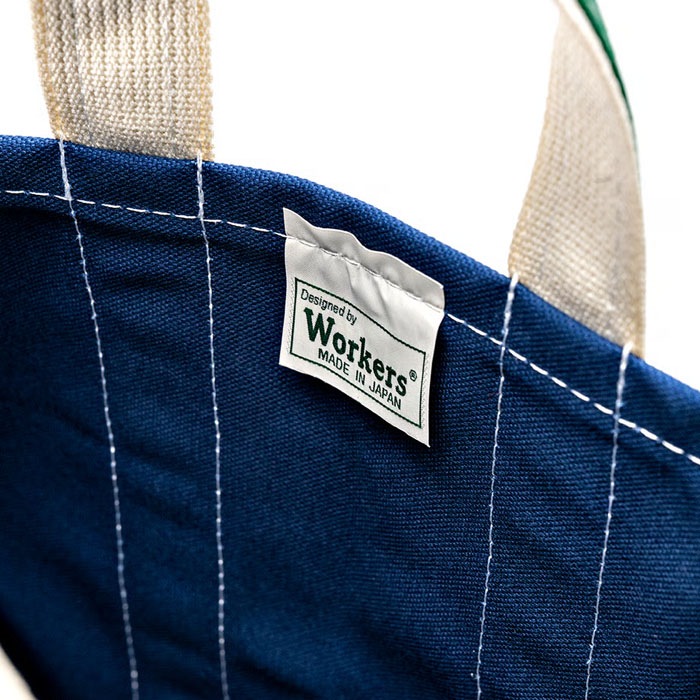 Deluxe Tote Bag/ Navy Body x Green Handle